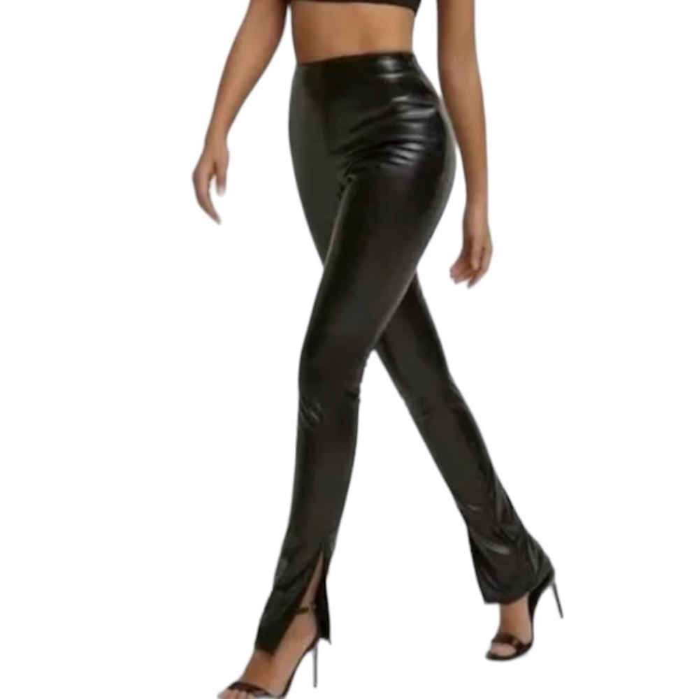 SBetro Faux Leather‎ Wet Look High Waisted Black Fetish Biker Pants